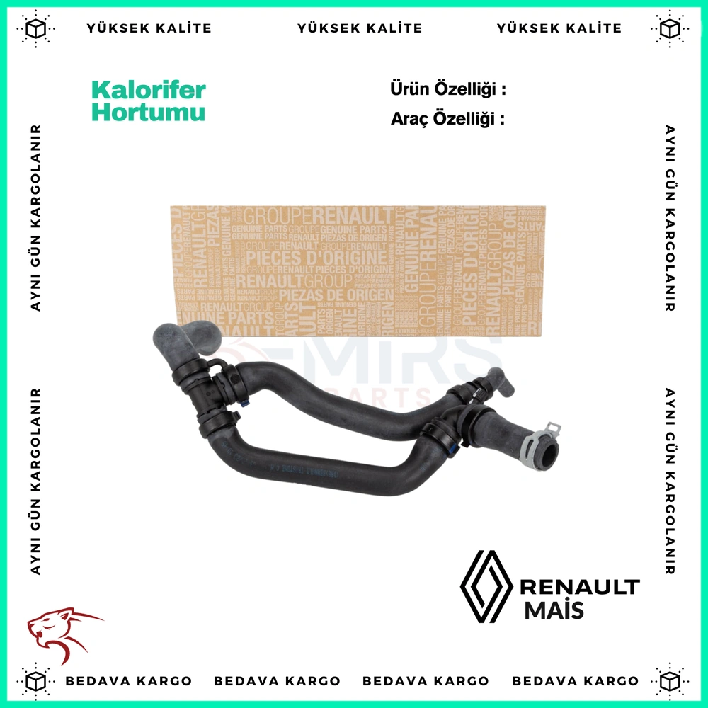 Kalorifer Hortumu Dacia Dokker Duster Lodgy Renault Clio 4 Captur - 924107143R - Yedek Parça