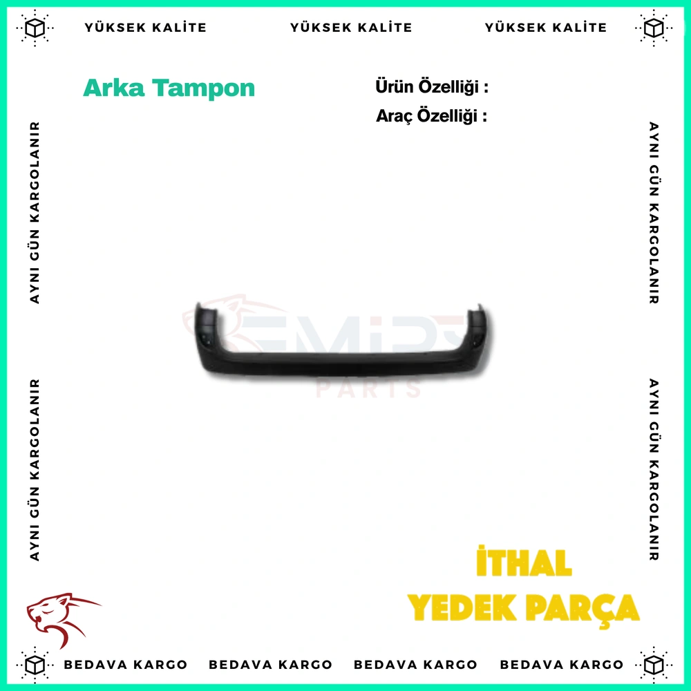 Renault Kangoo Arka Tampon 07- - 7701478197 - Yedek Parça
