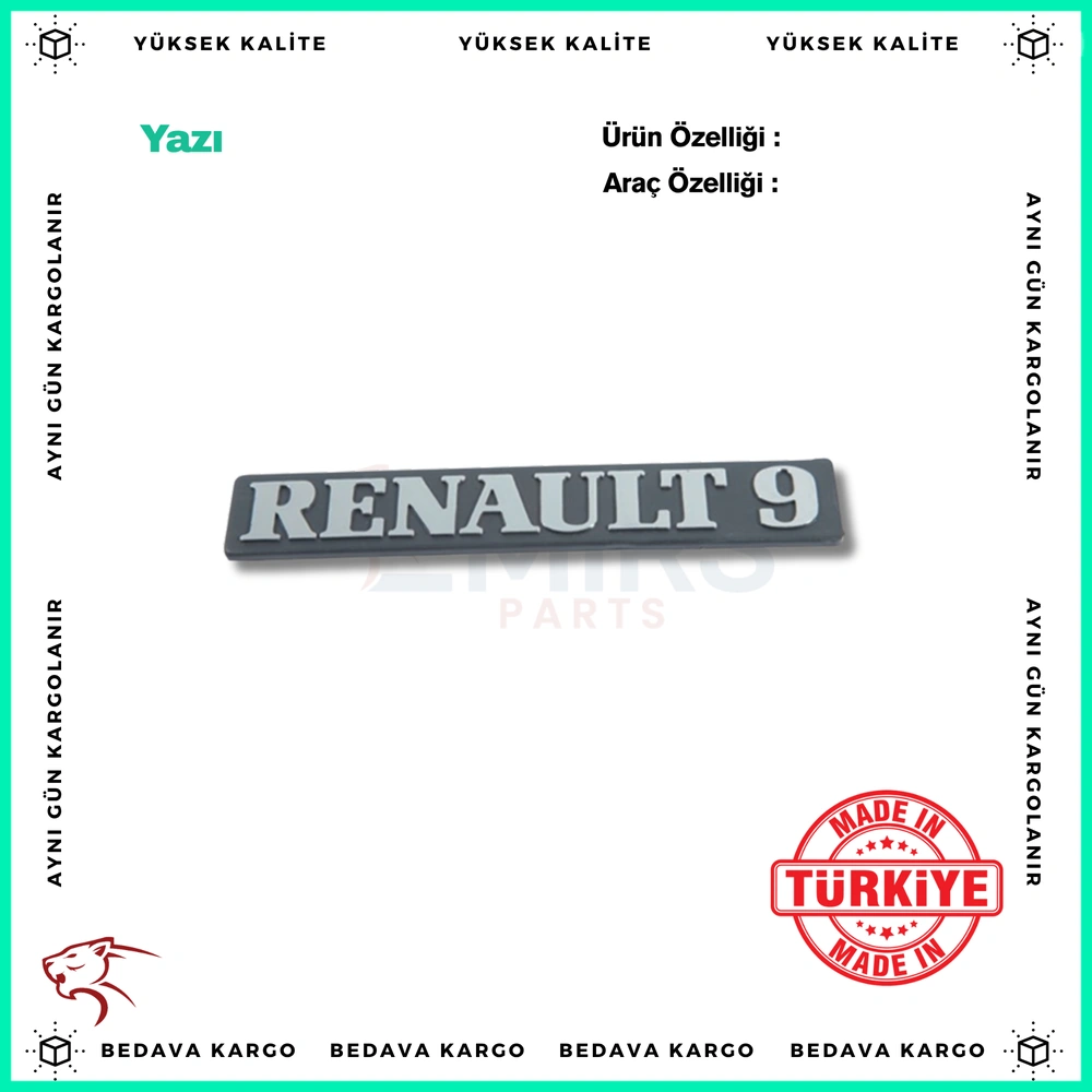 Renault 9 Yazi Koyu Gri Yapisma Renault R9 Fairway - SUS 0029 - Yedek Parça
