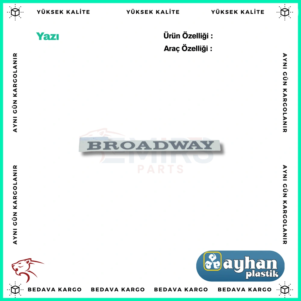 Broadway Arka Yazi Koyu Gri Renault R9 - AYHAN A1824 - Yedek Parça