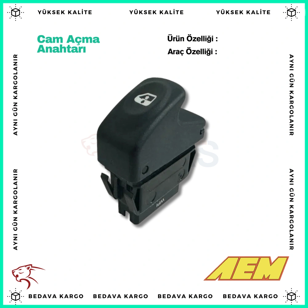 Cam Acma Anahtari Renault Clio Kangoo Megane 1 Gri 5 Fis - 7700838099 - Yedek Parça