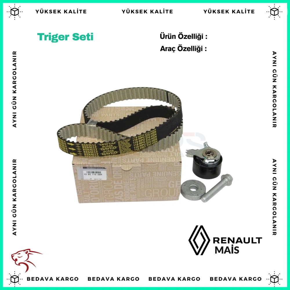 Triger Seti Renault Clio 4 Kangoo 1.5 DCI 13- Dacia Dokker 1.5 DCI Logan 2 1.5 DCI 12- Euro - 130C11508R - Yedek Parça