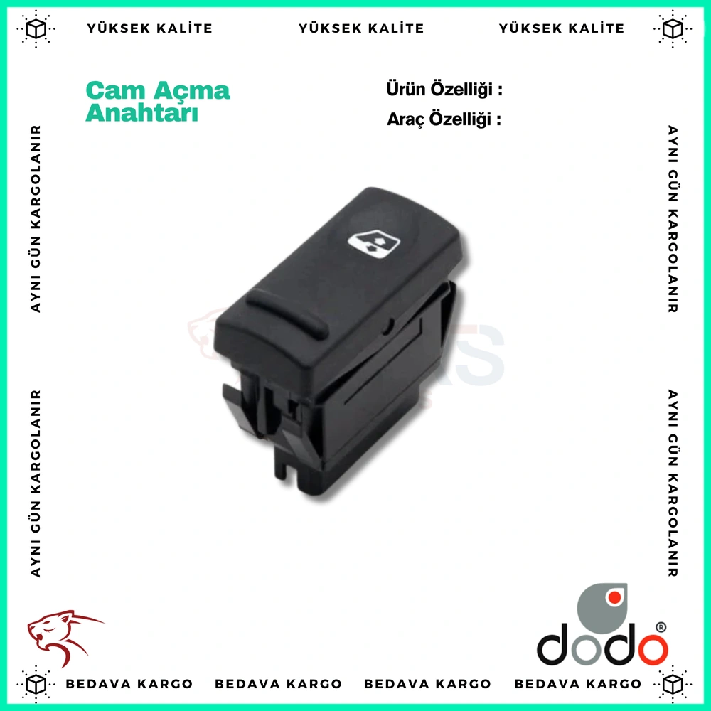 Cam Acma Anahtari Renault R19 Otomatik Sol - 7700817339 - Yedek Parça