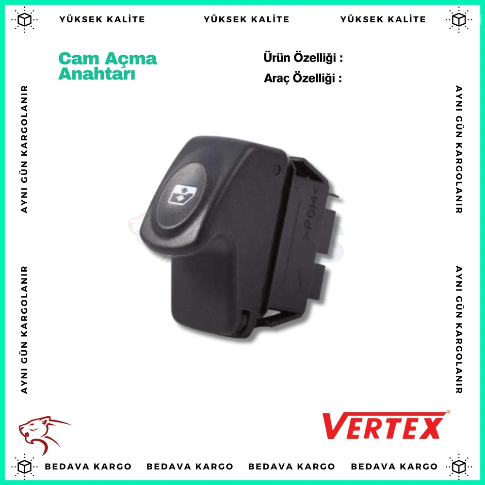 Cam Acma Anahtari Renault Kangoo Megane Clio 6P - VERTEKS 2210039 AN0520 - Yedek Parça