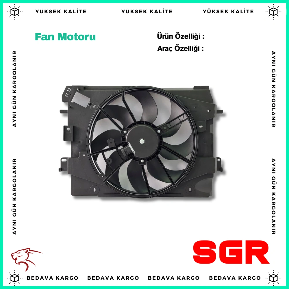 Fan Motoru Su+klima Davlumbazli Tekli Fan Renault Clio 4 1.5 DCI 12- - 214816812R - Yedek Parça