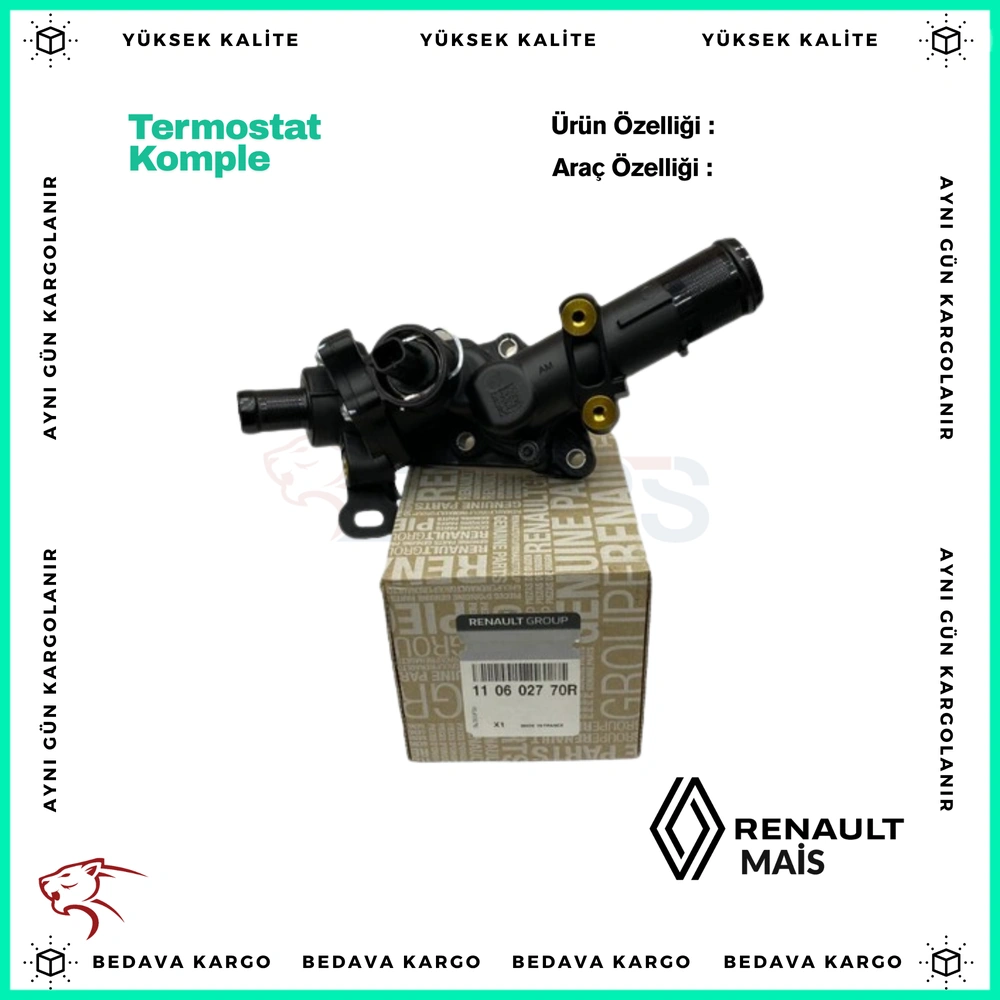 Termostat Komple Renault Captur Clio 4 Kangoo Megane 3 1.5 DCI 15- - 110602770R - Yedek Parça