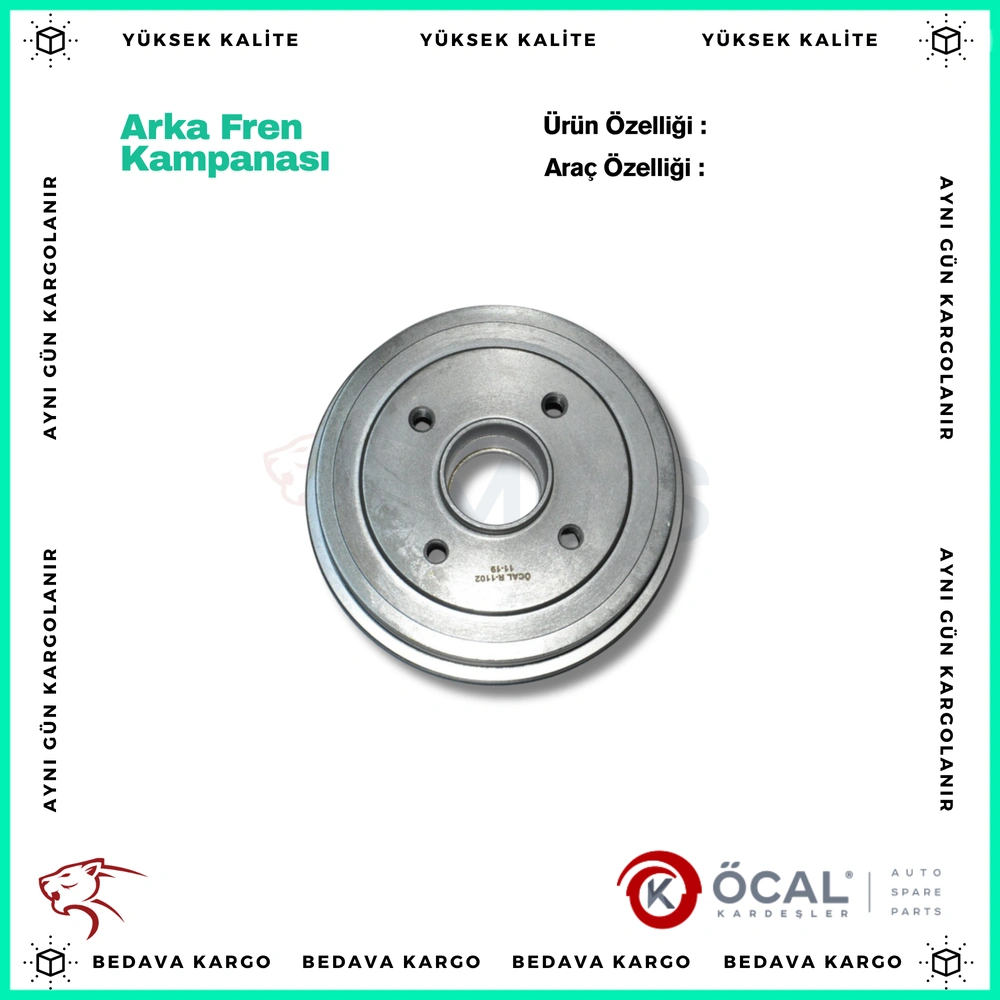 Arka Fren Kampanasi 4 Delik Renault R9 85-00 Clio 2 1.2i 1.4i - 7700419824 - Yedek Parça