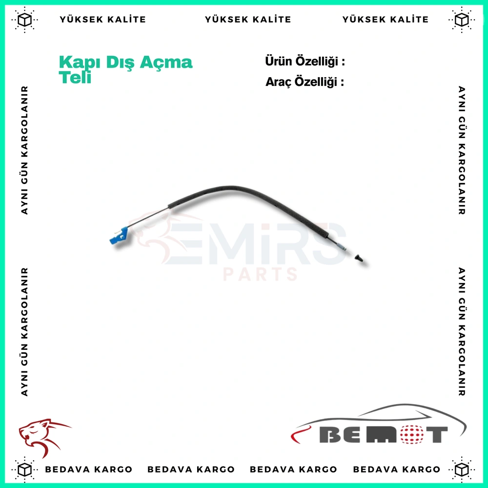 Kapi Dis Acma Teli Surgulu Renault Kangoo - 8200516256 - Yedek Parça