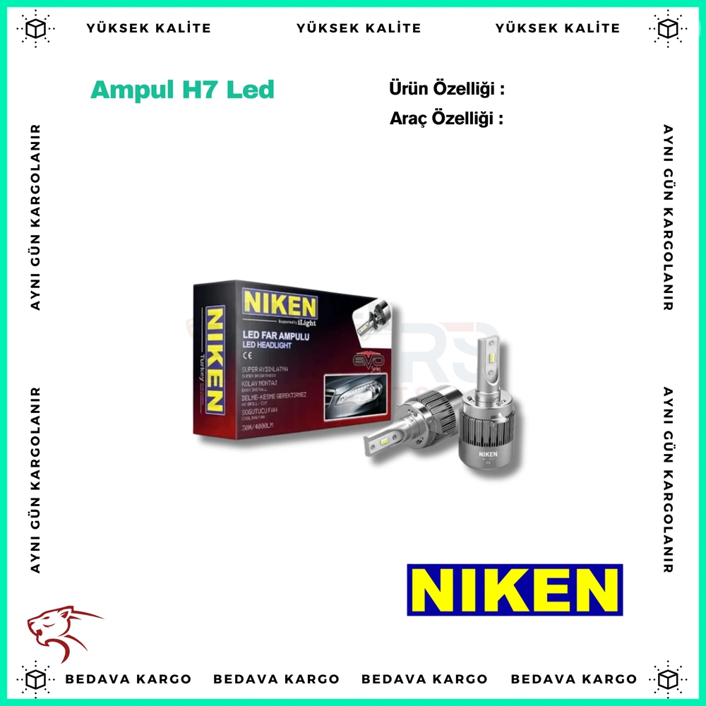 Ampul H7 LED Xenon Set Jetta Ozel (Evo Serisi) - NIKEN 0120020402 - Yedek Parça