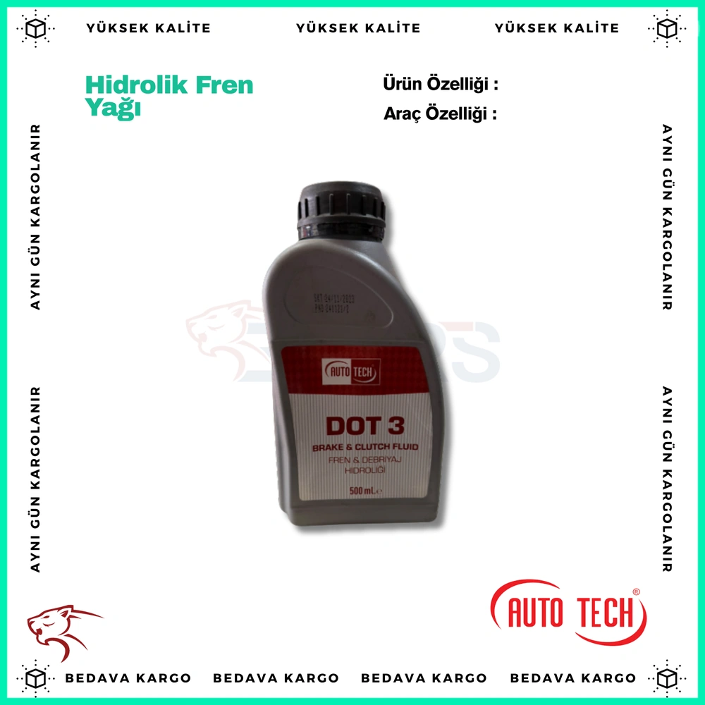( Dot 3 ) Hidrolik Fren Yagi 500ml - DOT3 - Yedek Parça