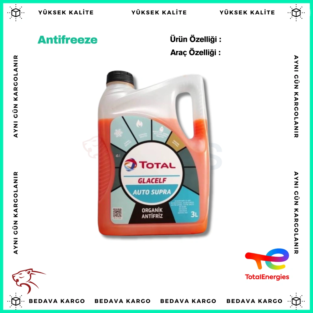 Total Glacelf Auto Supra Antifriz (Antifreeze) Kirmizi 3lt - 221257 - Yedek Parça