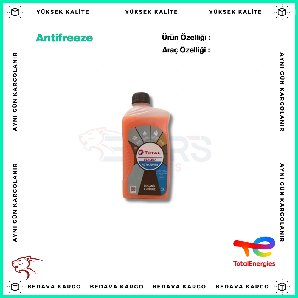 Total Glacelf Auto Supra Antifriz (Antifreeze) Kirmizi 1lt - 175135 - Yedek Parça