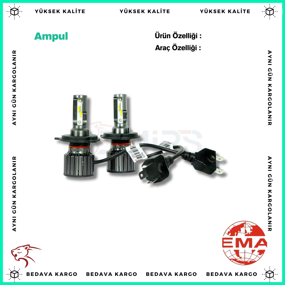 Ampul H4 LED Xenon Set (Cift Devre) - H4 OEM - Yedek Parça