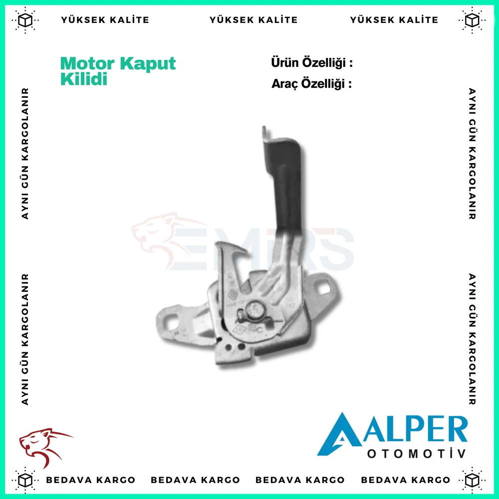 Motor Kaput Kilidi Dacia Dokker Lodgy - 656013195R - Yedek Parça