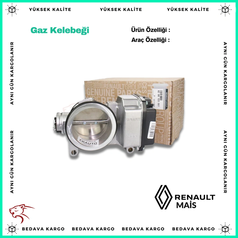 Gaz Kelebegi Renault Megane 2 1.4 1.6 16V Dacia Duster - 8200123061 - Yedek Parça