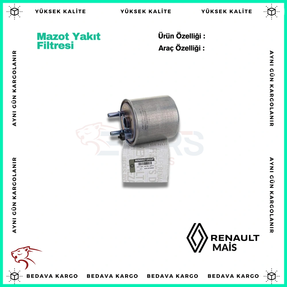 Yakit Mazot Filtresi Renault Kangoo 3 1.5 / Laguna 3 1.5 - 7701478277 - Yedek Parça