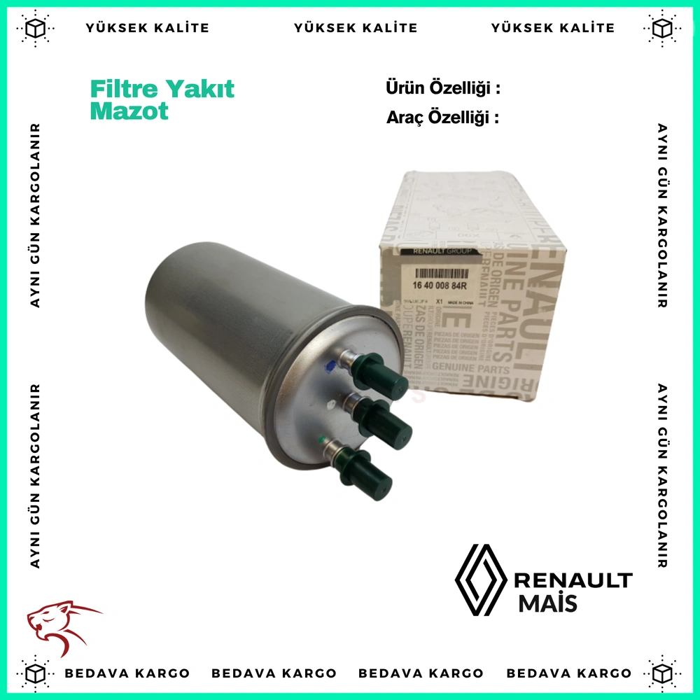 Yakit Mazot Filtresi Dacia Duster 4x2 - 164000884R - Yedek Parça