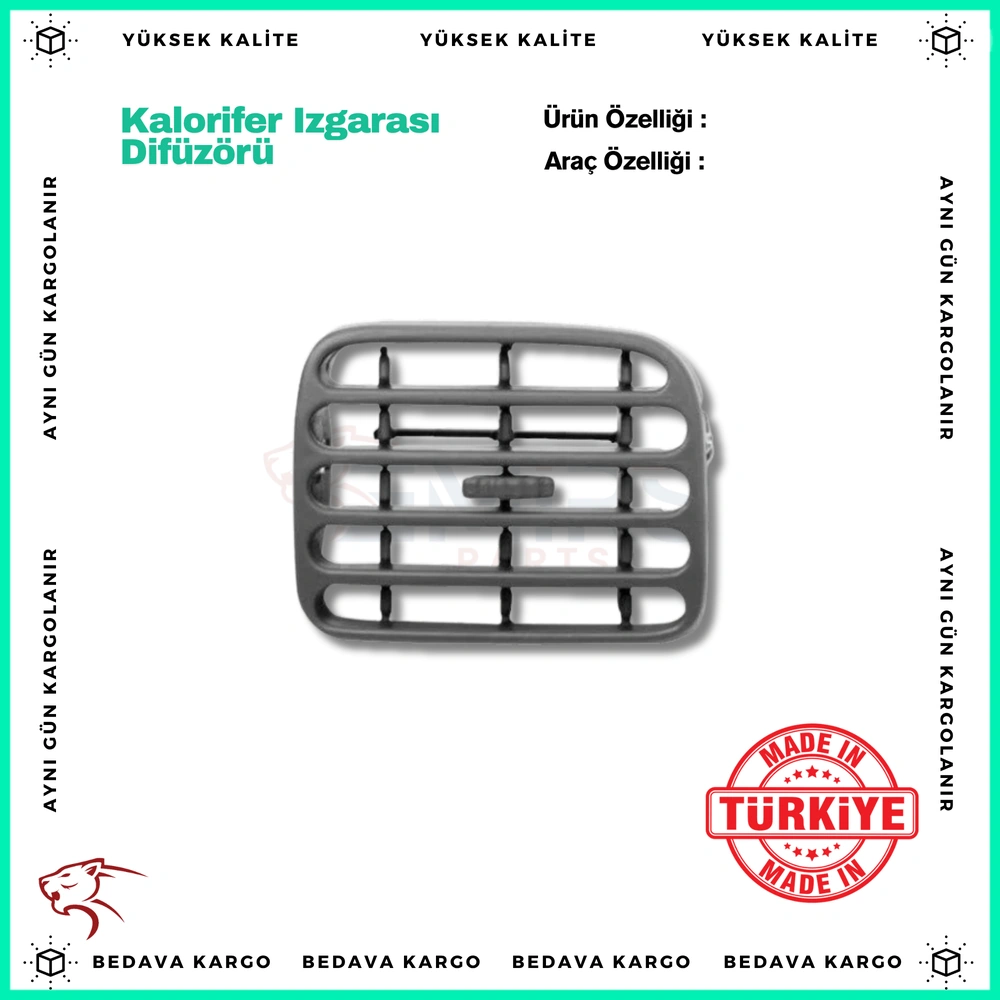 Kalorifer Izgarasi Difuzoru Orta Sag Gri Renault Clio - 7702258376 - Yedek Parça