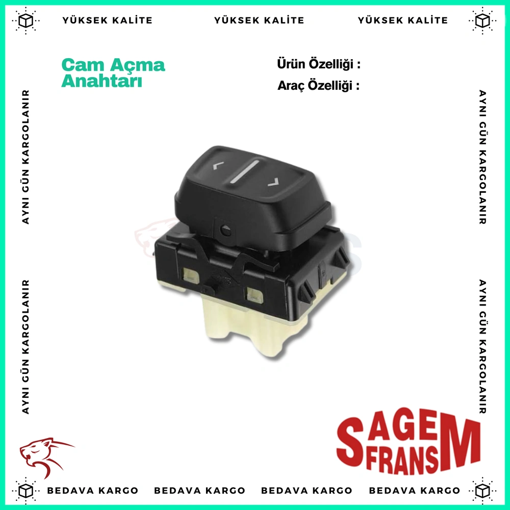 Cam Acma Anahtari Renault Captur Clio 4 Kangoo Symbol 2 Dacia Logan 2 Dokker Sandero Lodgy - 809611667R - Yedek Parça
