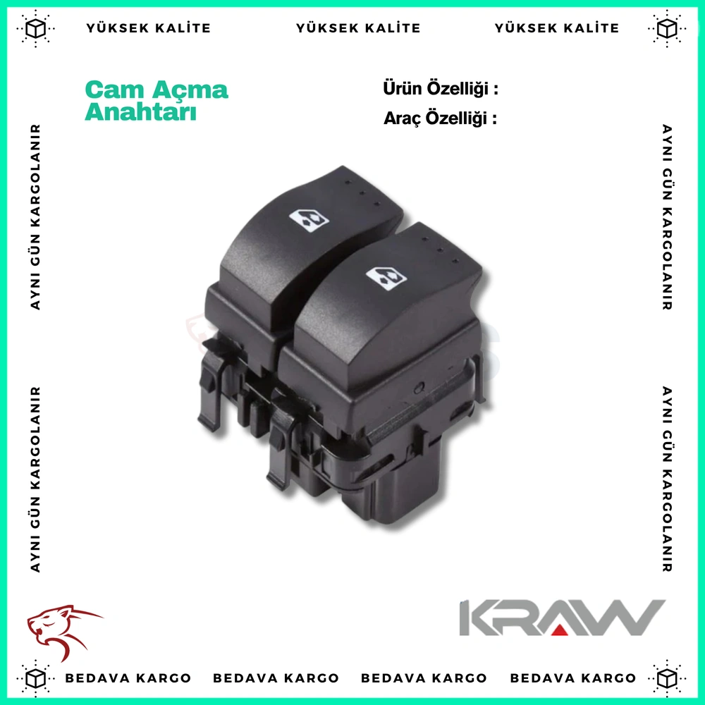 Cam Acma Anahtari Renault Clio 3 Laguna 3 Scenic 2 Megane 2 Symbol 2 Trafic - 8200060045 - Yedek Parça