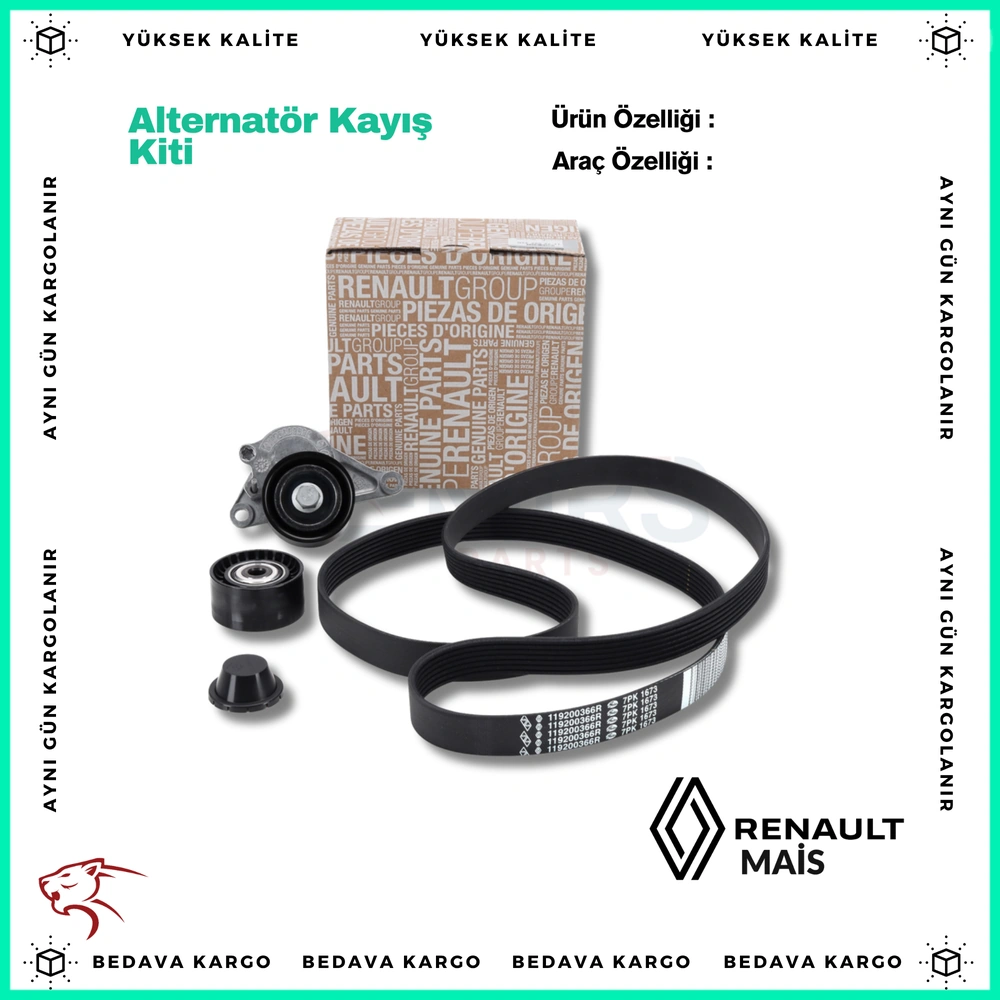 Alternator V Kayis Kiti Renault R9m 1.6 DCI Megane Scenic Talisman Trafic 3 Master 3 - A6229930000 - Yedek Parça
