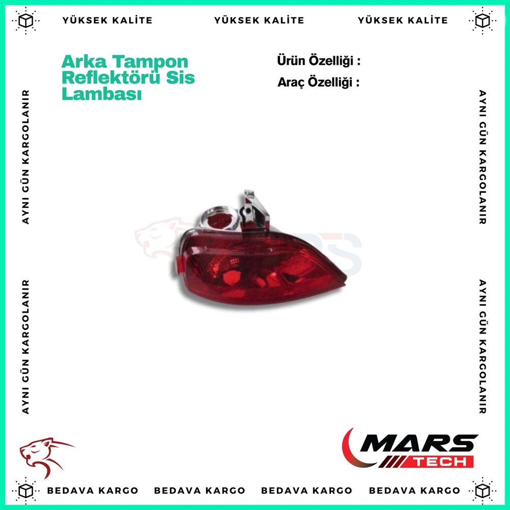 Arka Tampon Reflektoru Sis Lambasi Sol Dacia Sandero 2008- - 265854470R - Yedek Parça