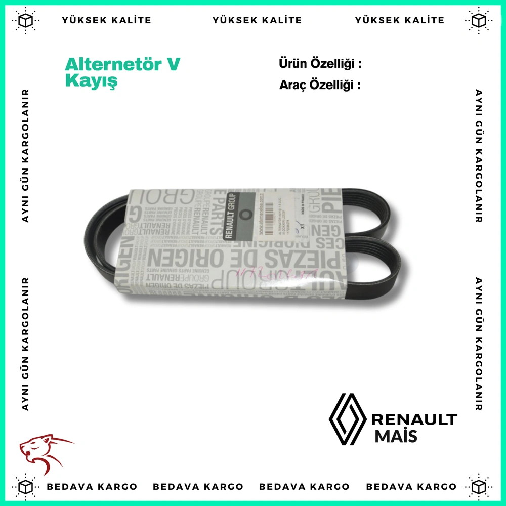 Alternator V Kayisi 6pk1130 Renault Clio 4 Megane 4 Dacia Dokker Duster 1.5 DCI K9k - 117203527R - Yedek Parça