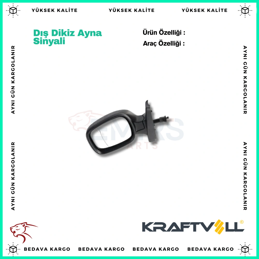 Dis Dikiz Aynasi Sol Mekanik Renault Kangoo 01-08 - 7700354636 - Yedek Parça