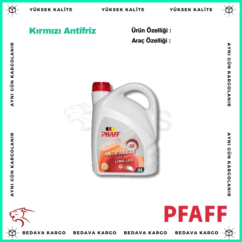 Phaff Kirmizi Antifriz (Antifreeze) -56 C 3lt - PHAFF05010 - Yedek Parça