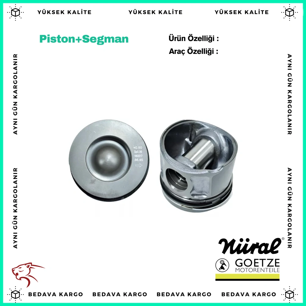 Piston+segman STD Renault Kangoo Clio 1.5 DCI Fluence K9k - 120A18456R - Yedek Parça