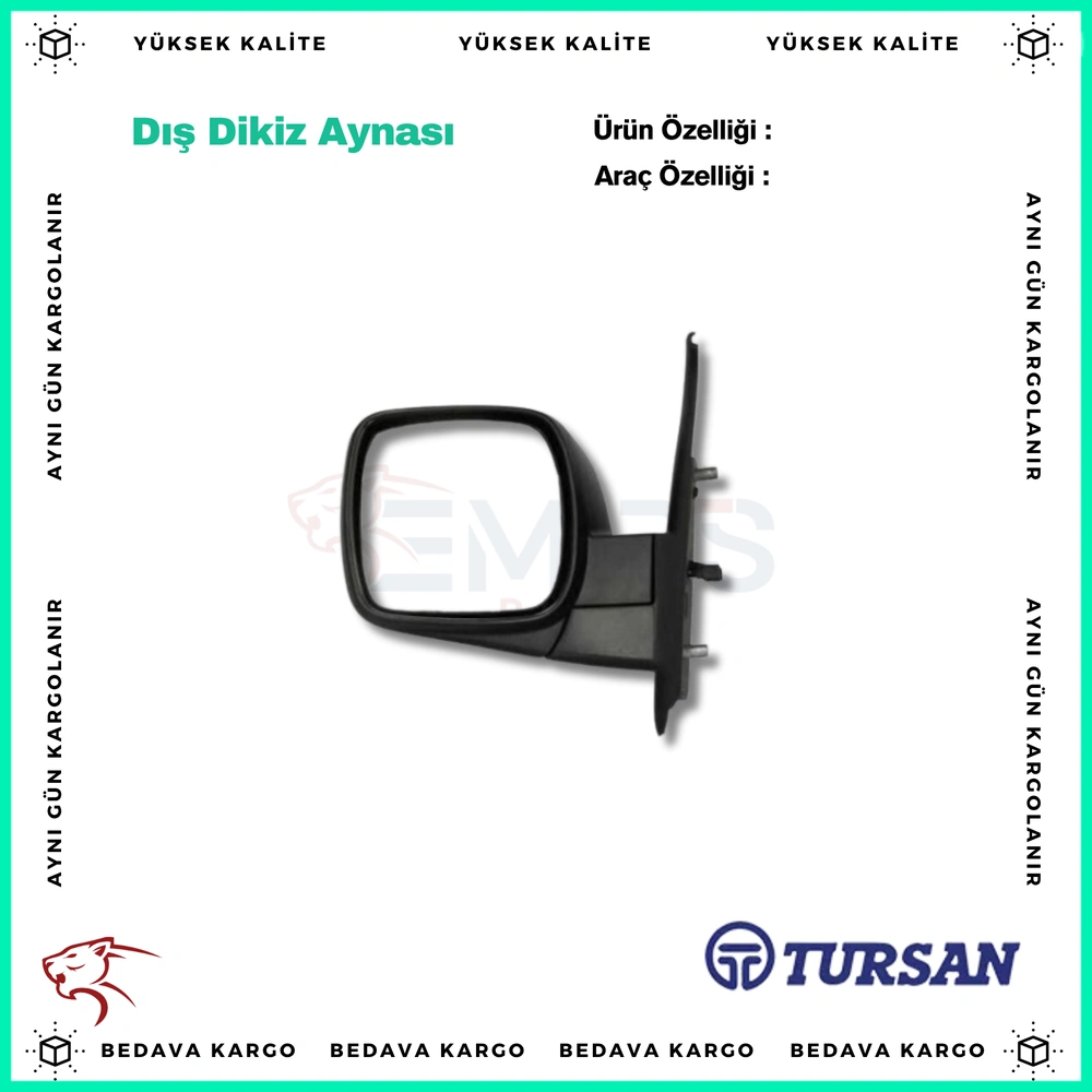 Dis Dikiz Aynasi Sol Renault Kangoo 08- Elektrikli+isitmali+konveks 5 Fis - 7701068840 - Yedek Parça