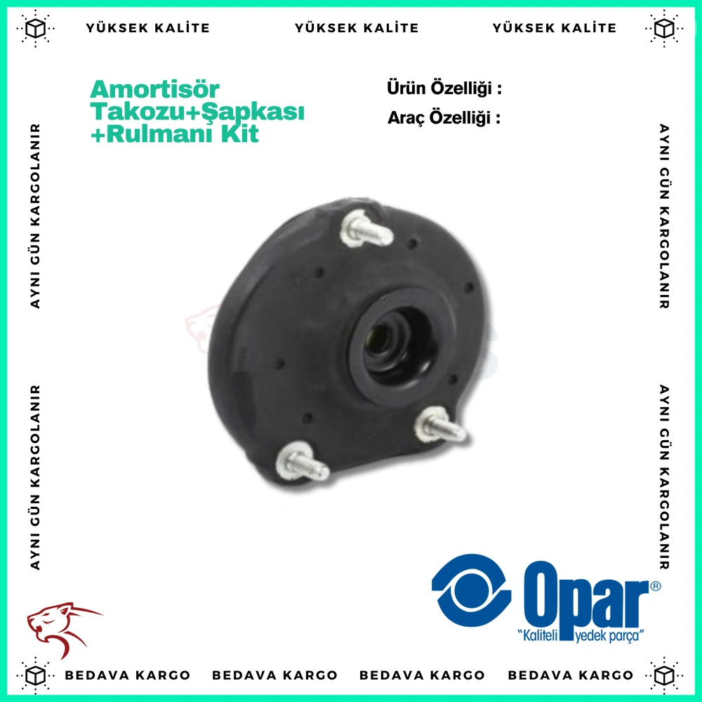 Amortisor Takozu + Sapkasi + Rulmani Kit Sol On Fiat Doblo 3 Opel Combo D 07- - 51963858 - Yedek Parça