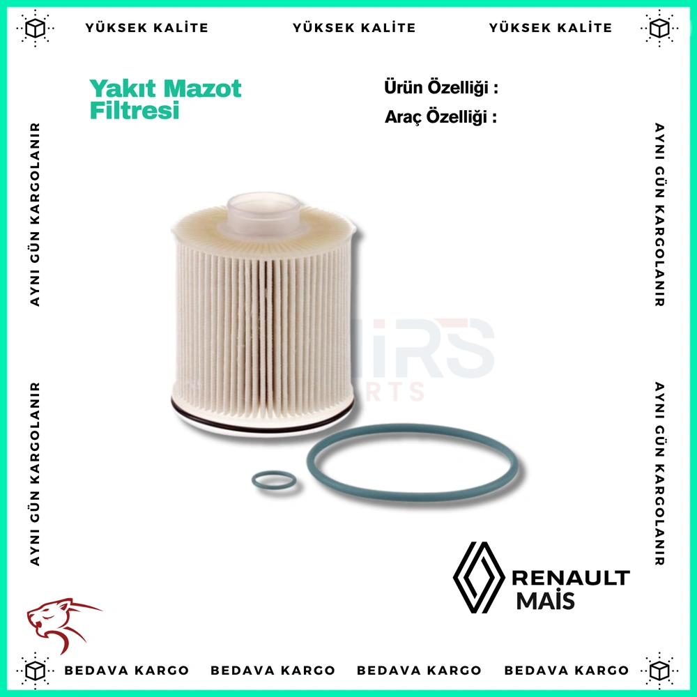 Yakit Mazot Filtresi Renault CLIO V 19> Captur II 20> Kangoo III 23> 1.5dCi K9K (EURO 6) - 164009757R - Yedek Parça
