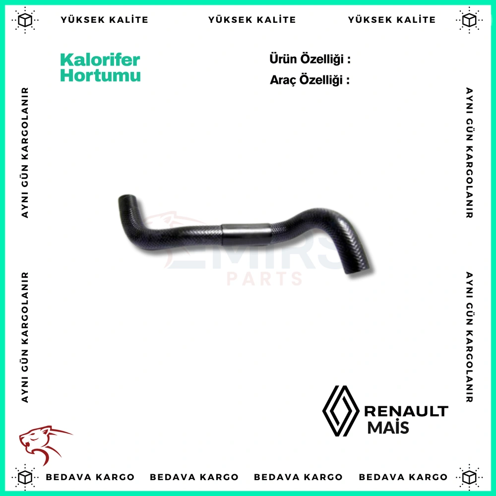 Kalorifer Hortumu Dacia Duster 2 Sandero 2 1.5 DCI K9k 2017- - 924000945R - Yedek Parça