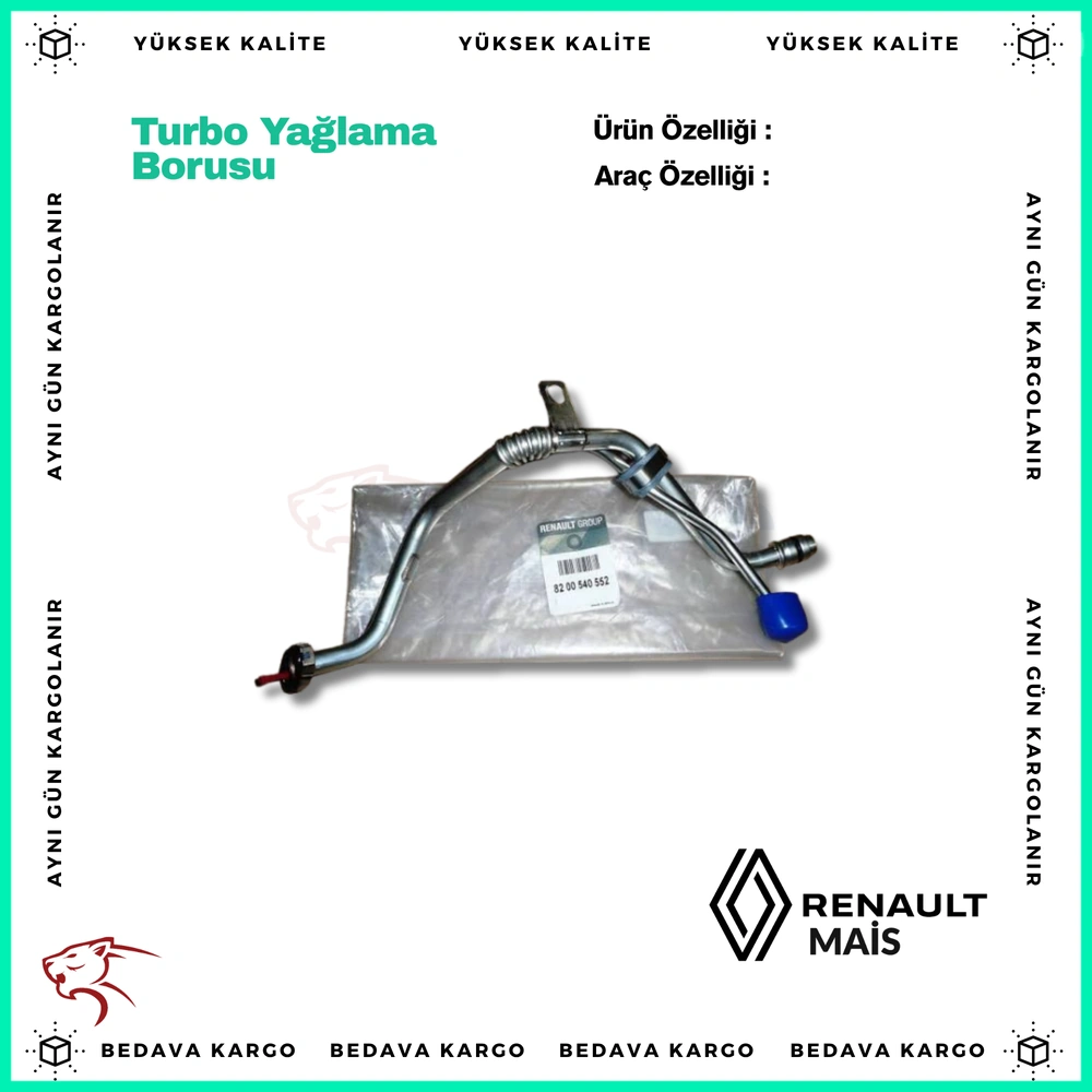 Turbo Yaglama Borusu Renault Trafic Nissan Qashqai 2.0 M9r - 8200540552 - Yedek Parça