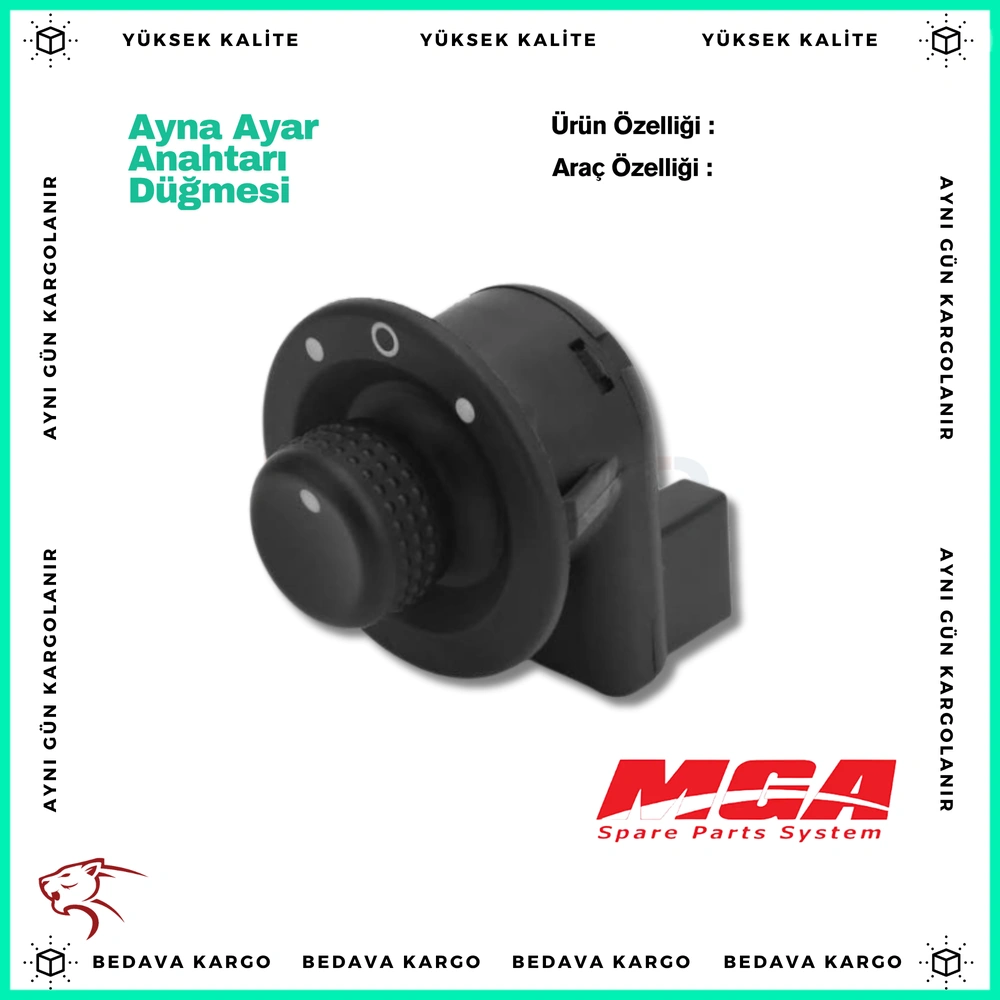 Ayna Ayar Anahtari Dugmesi Renault Clio 3 Megane 2 Twingo Master 8 PIN - 8200214919 - Yedek Parça